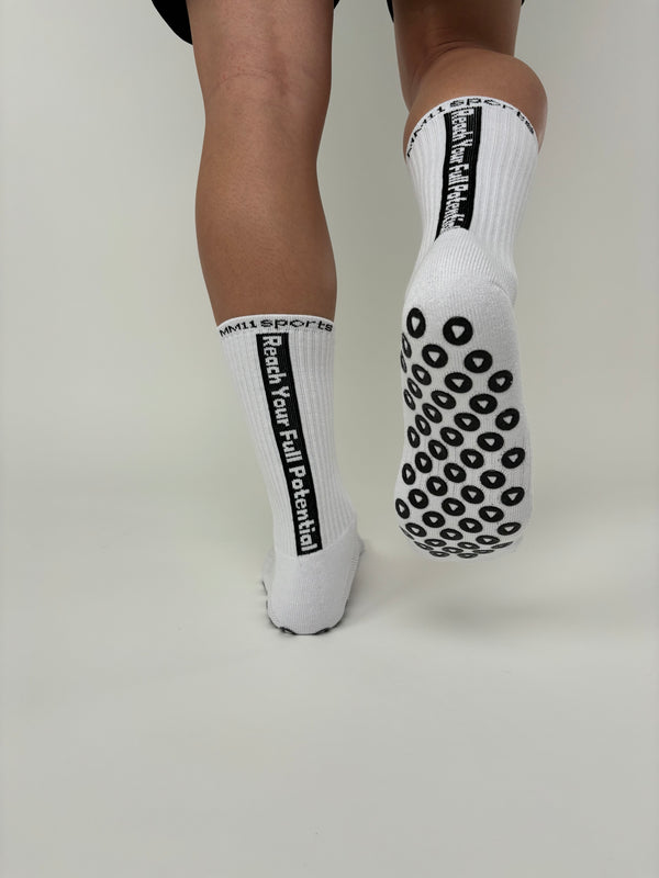 MM11Sports White Style Grip Socks