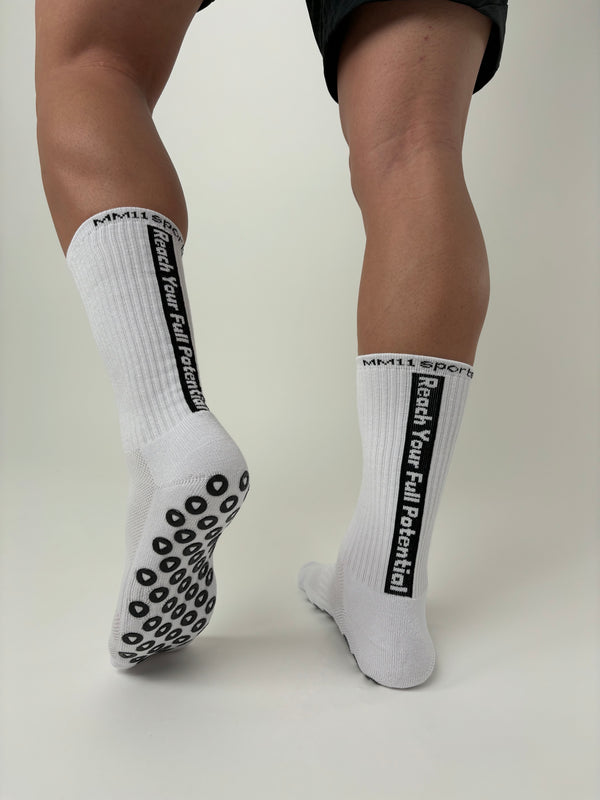 MM11Sports White Style Grip Socks