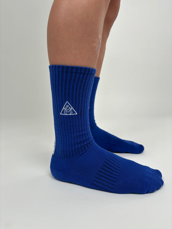 MM11Sports Blue Grip Socks
