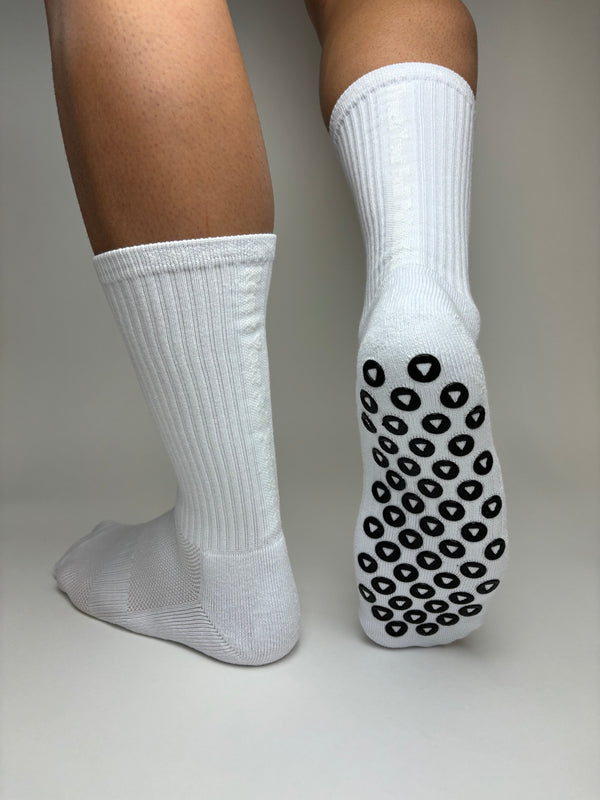 MM11Sports White Black Grip Socks