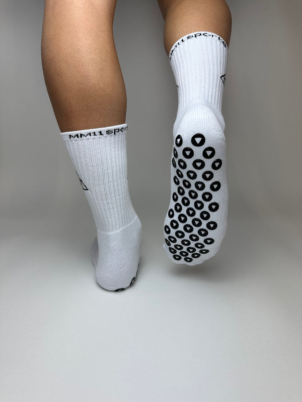 MM11Sports White Kids Grip Socks