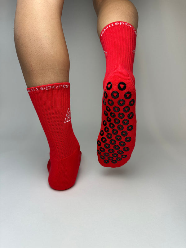 MM11Sports Red Kids Grip Socks