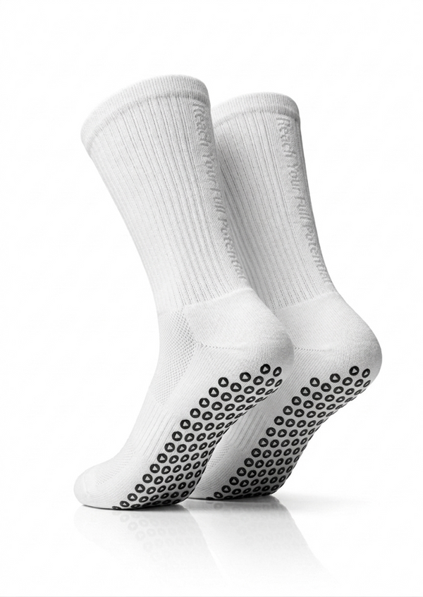MM11Sports White Black Grip Socks