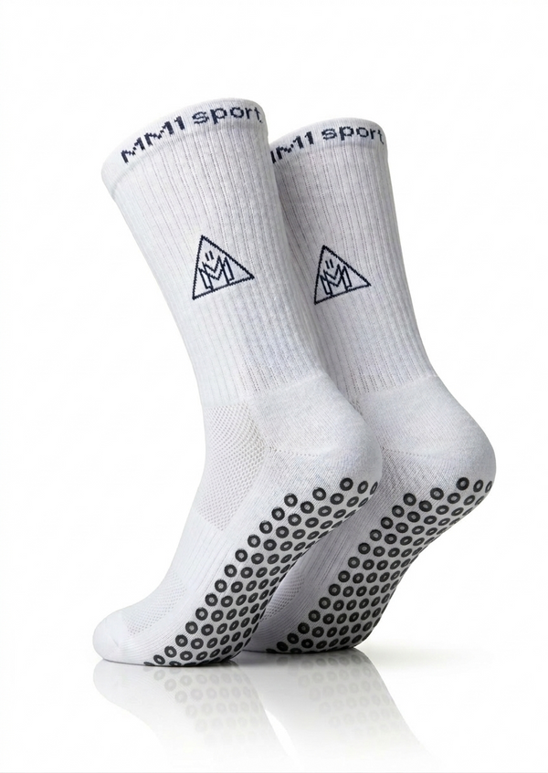 MM11Sports White Kids Grip Socks