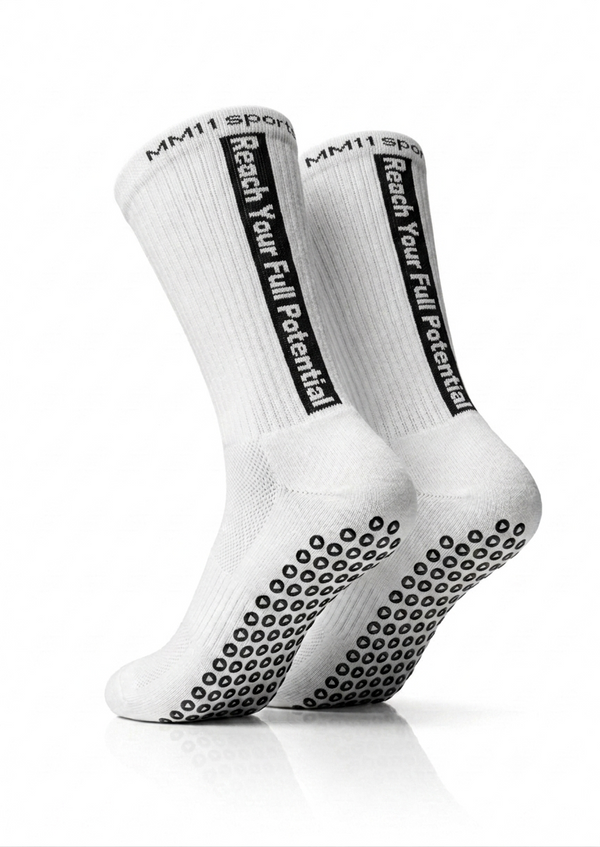 MM11Sports White Style Grip Socks