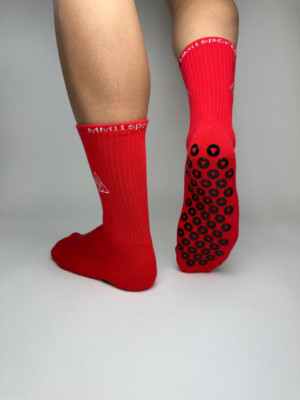 MM11Sports Red Kids Grip Socks